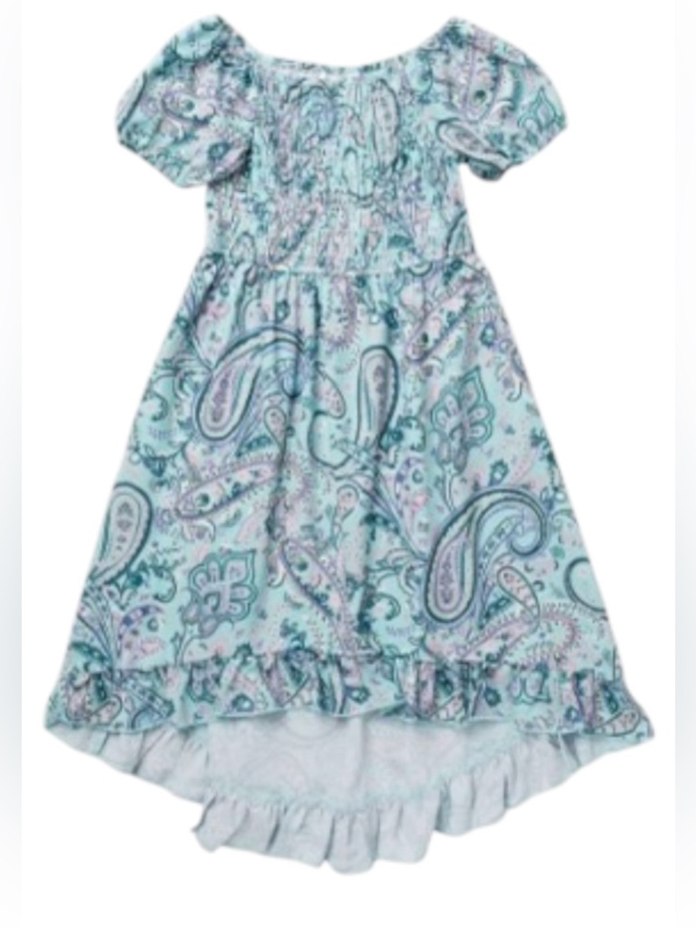 AVA AND YELLY | Paisley Puff Sleeve Smocked Ruffled Dress (Big Girls) Sz 16 EUC